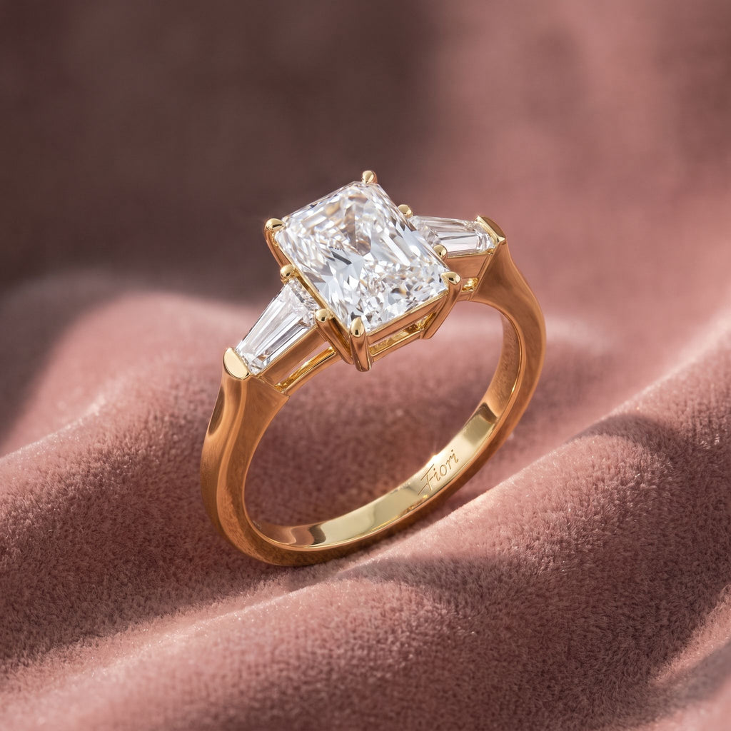 18K Trilogy Diamond Engagement Ring — AI cloth, in-house