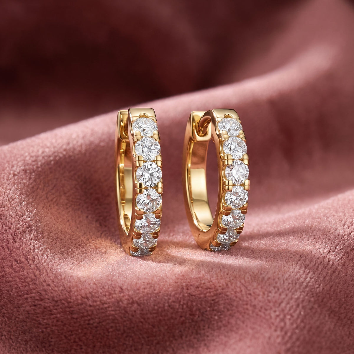 18K Diamond Piercing Hoop Earrings — AI cloth, in-house