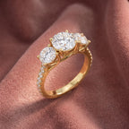 18K Trilogy Round Diamond Engagement Ring — AI cloth, in-house
