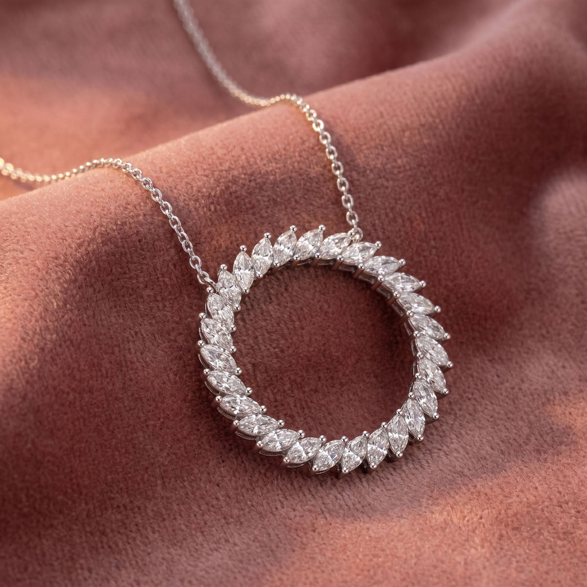 18K Geometric Marquise Diamond Pendant — AI cloth, in-house