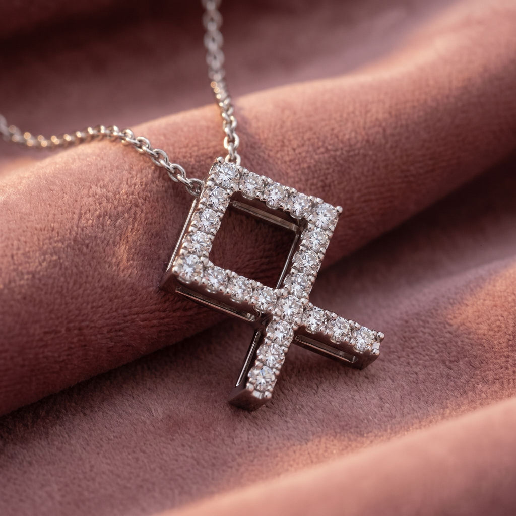 18K Othala Viking Round Diamond Pendant — AI cloth, in-house