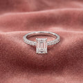 18K Solitaire Emerald Cut Diamond Engagement Ring — AI cloth, in-house