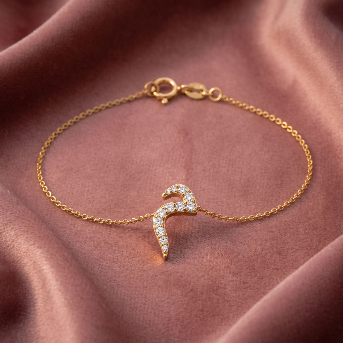 18K Arabic Alphabet Diamond Bracelet — AI cloth, in-house