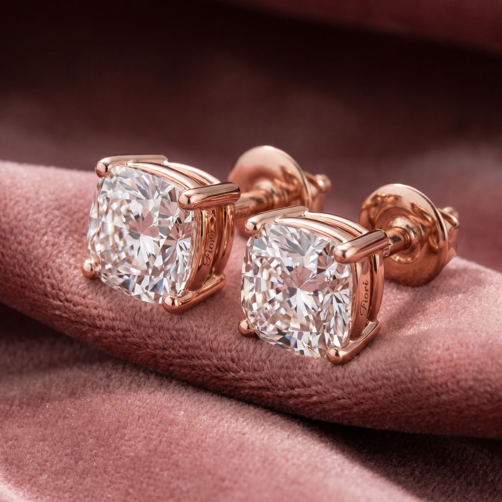 18K Solitaire Round Diamond Earrings — AI cloth, in-house