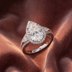 18K Shoulder Set Pear Diamond Ring — AI cloth, in-house