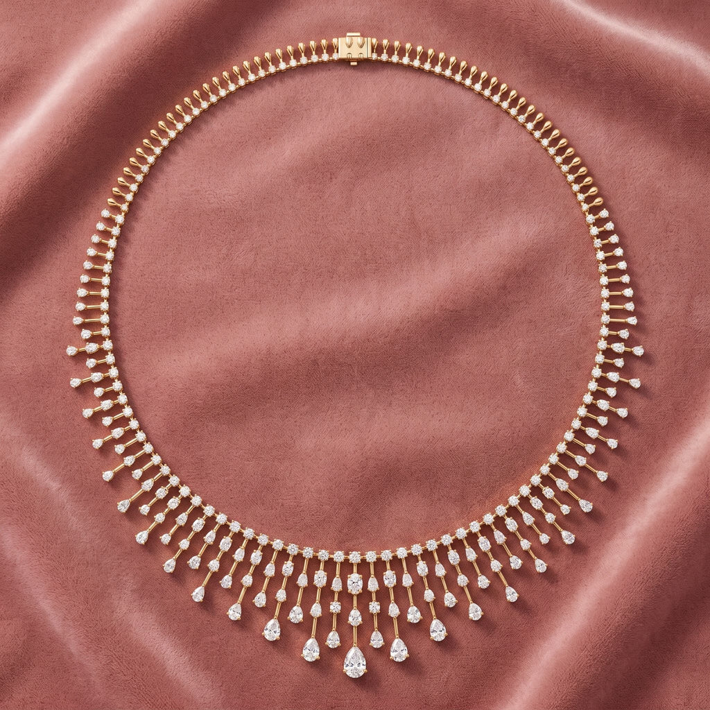 18K Tennis Diamond Necklace — AI cloth, in-house