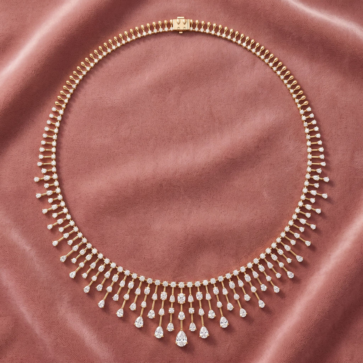 18K Tennis Diamond Necklace — AI cloth, in-house