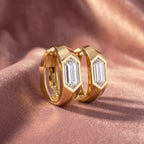 18K Fancy-Cut Diamond Huggie Hoop Earrings — AI cloth, in-house