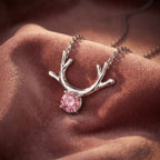 18K Antler Round Pink Diamond Pendant — AI cloth, in-house
