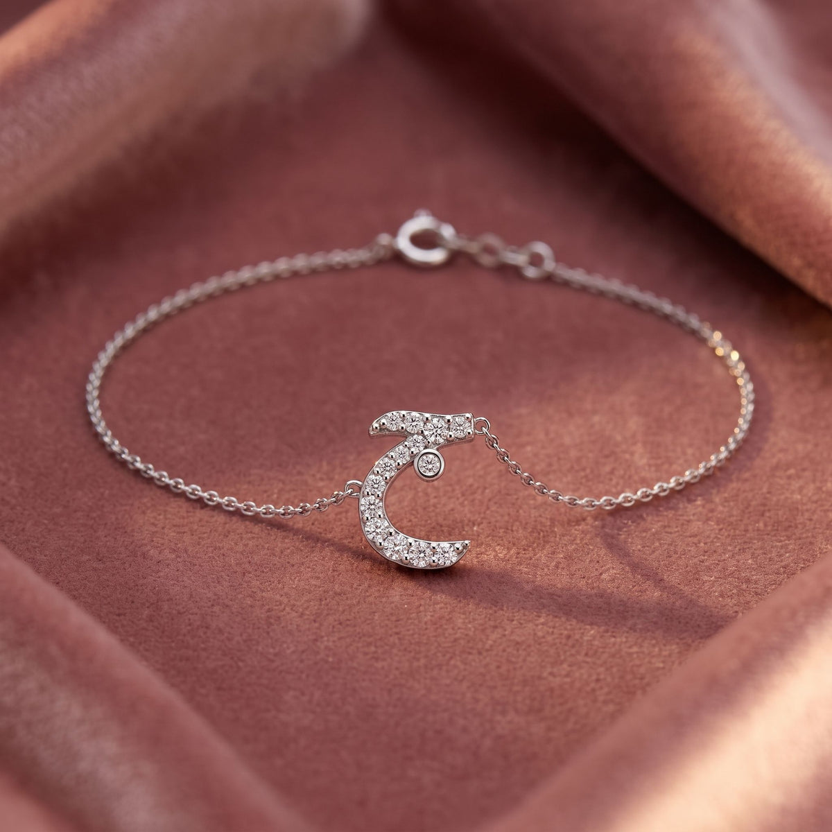 18K Arabic Alphabet Diamond Bracelet — AI cloth, in-house