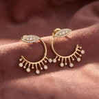 18K Crescent Diamond Ear Jacket Earrings — AI cloth, in-house