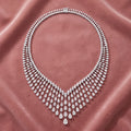 18K Teardrop Halo Diamond Necklace — AI cloth, in-house