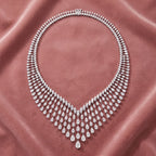 18K Teardrop Halo Diamond Necklace — AI cloth, in-house