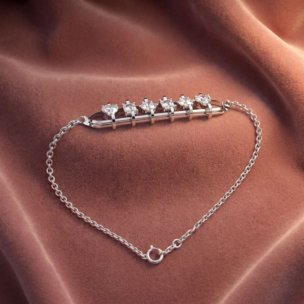 18K Diamond Bar Bracelet — AI cloth, in-house
