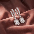 18K Halo Round Diamond Drop Earrings — AI cloth, in-house
