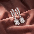 18K Halo Round Diamond Drop Earrings — AI cloth, in-house