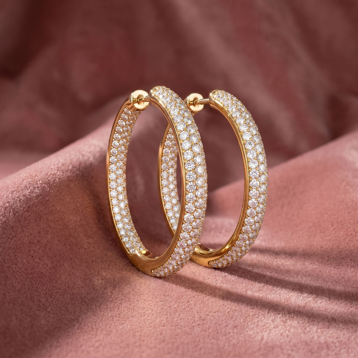 18K Diamond Hoop Earrings — AI cloth, in-house