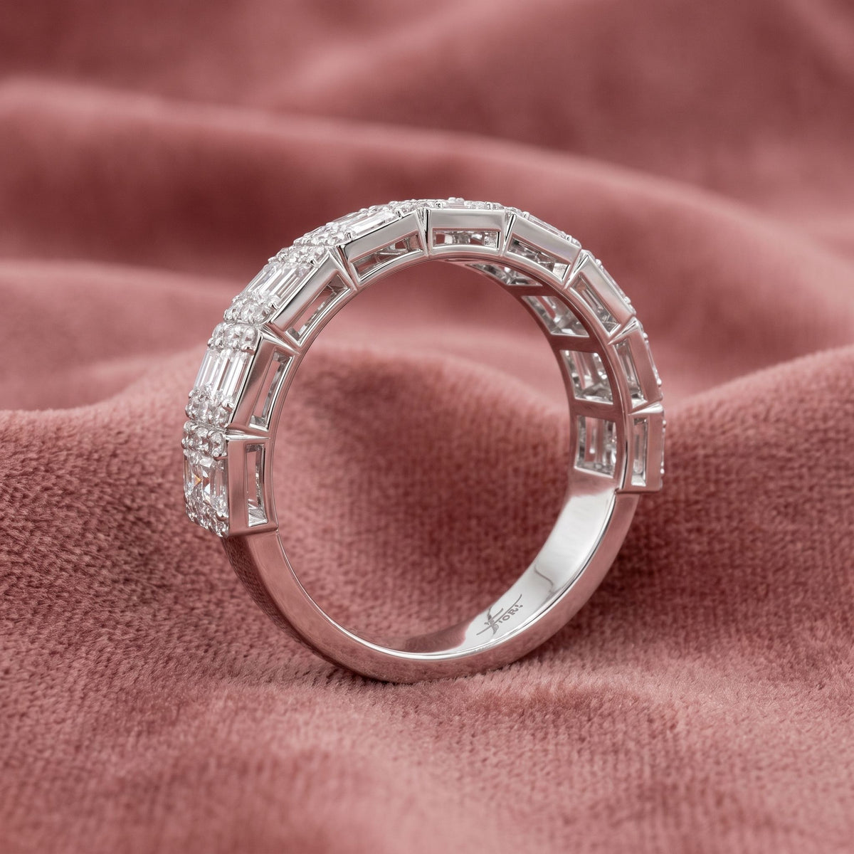 18K Eternity Baguette Diamond Ring — AI cloth, in-house
