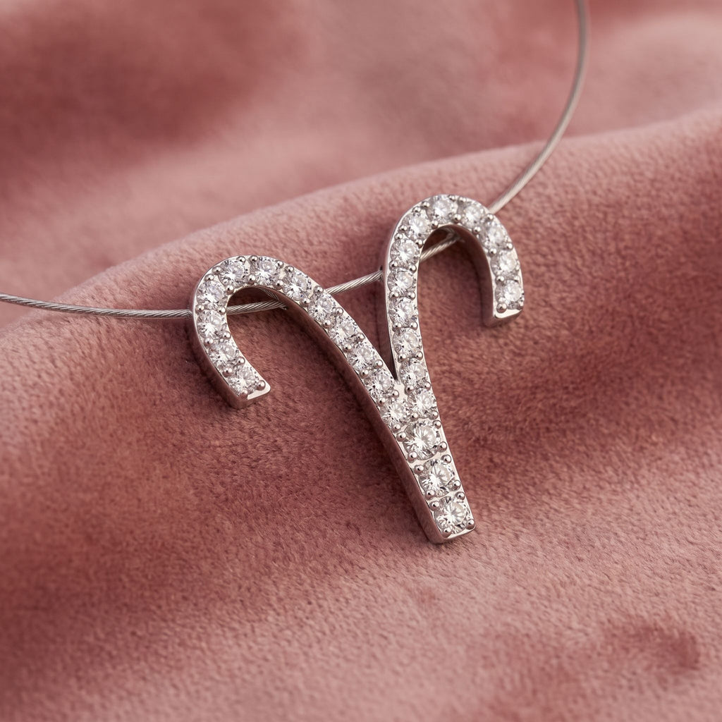 18K Zodiac Round Diamond Pendant — AI cloth, in-house