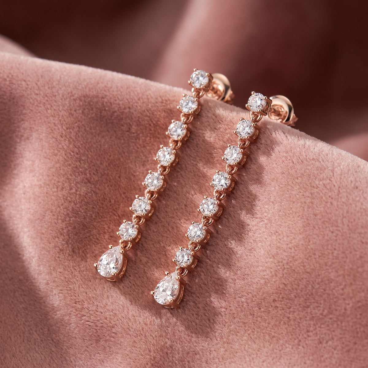 18K Round Pear Drop Diamond Earrings — AI cloth, in-house