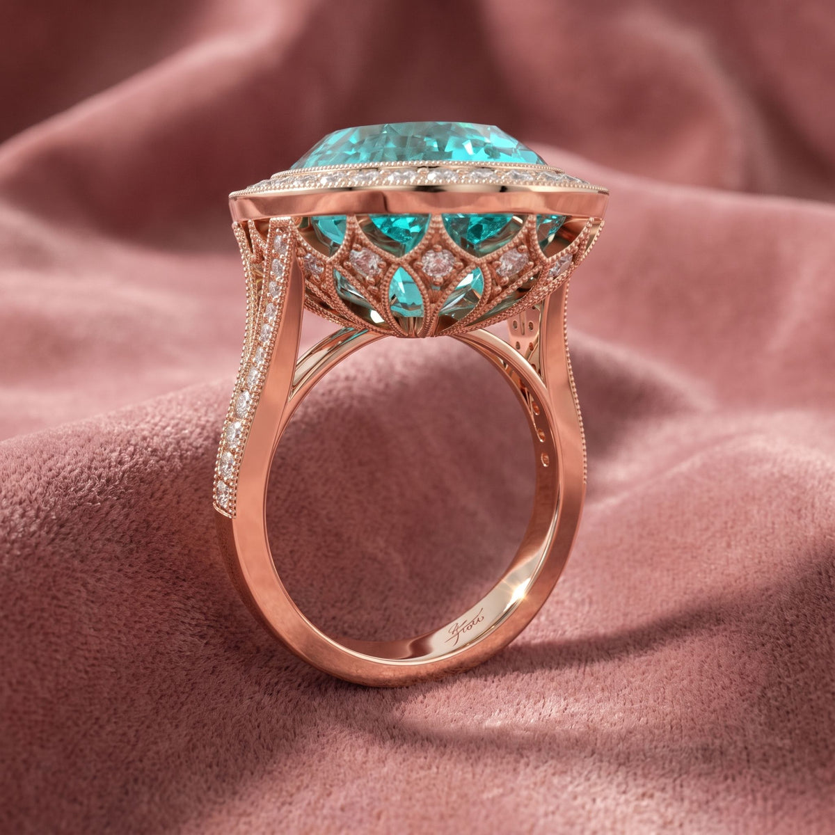 18K Halo Oval Statement Diamond Ring — AI cloth, in-house
