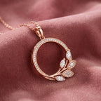 18K Floral Leaf Diamond Pendant — AI cloth, in-house