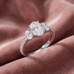 18K Trilogy Oval Diamond Ring — AI cloth, in-house