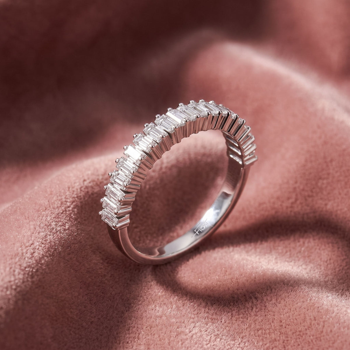 18K Eternity Baguette Diamond Ring — AI cloth, in-house
