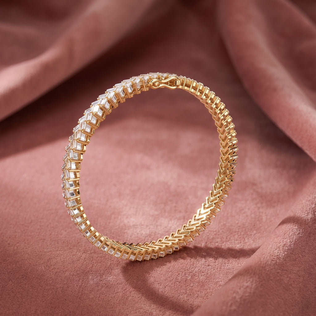 18K Bespoke Baguette Diamond Bracelet — AI cloth, in-house