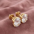 18K Oval Solitaire Diamond Earrings — AI cloth, in-house