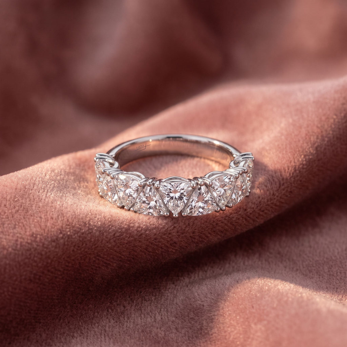 18K Eternity Trillion Diamond Ring — AI cloth, in-house