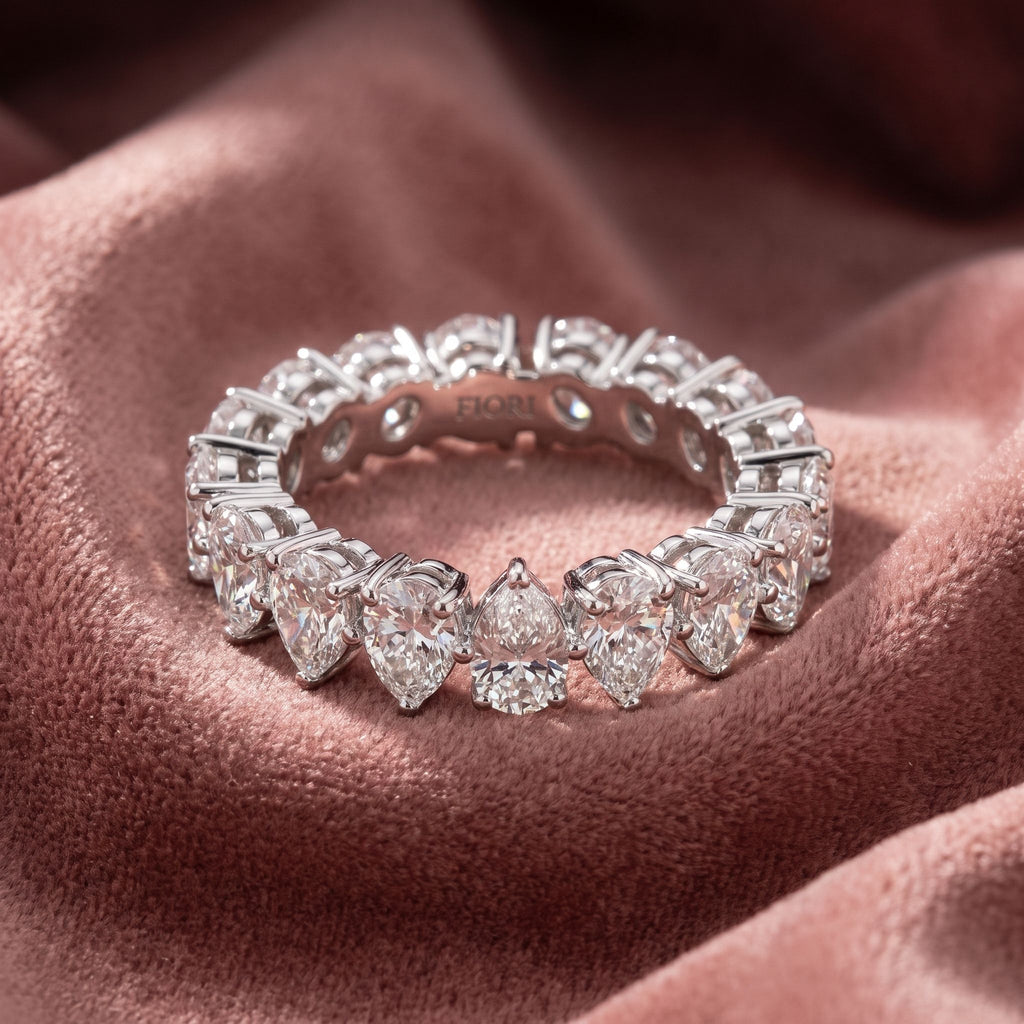 18K Pear Eternity Diamond Ring — AI cloth, in-house
