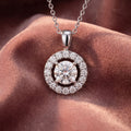 18K Halo Round Diamond Pendant — AI cloth, in-house