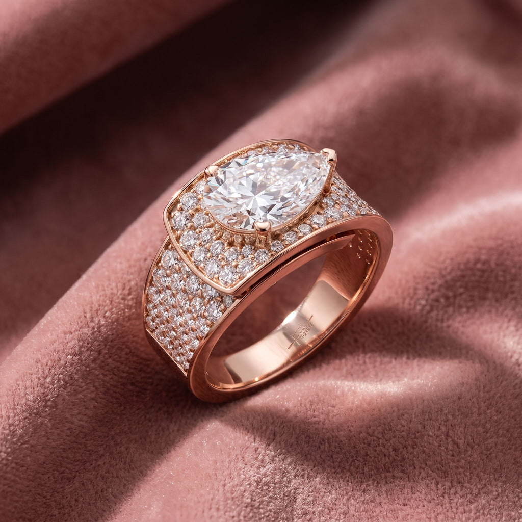 18K Bespoke Pear Diamond Ring — AI cloth, in-house