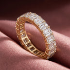 18K Full Eternity Emerald Cut Diamond Ring — AI cloth, in-house