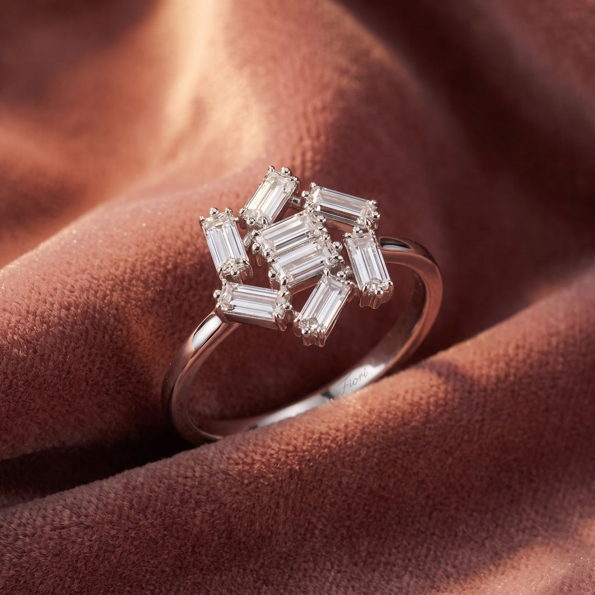 18K Bespoke Baguette Diamond Ring — AI cloth, in-house