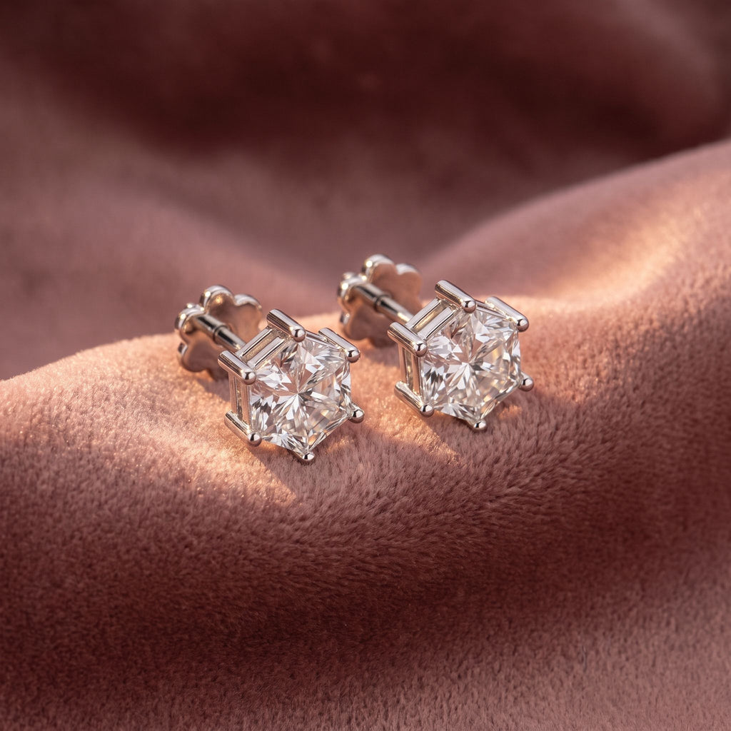 14K Princess Diamond Stud Earrings — AI cloth, in-house