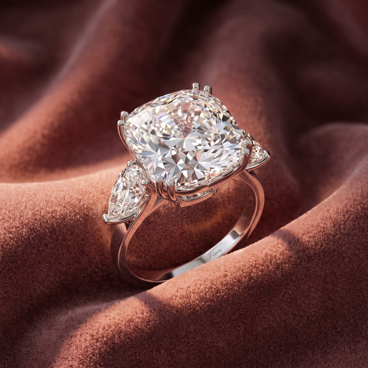 18K Solitaire Cushion Diamond Ring — AI cloth, in-house