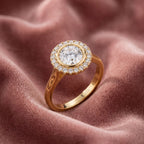 18K Halo Round Diamond Ring — AI cloth, in-house