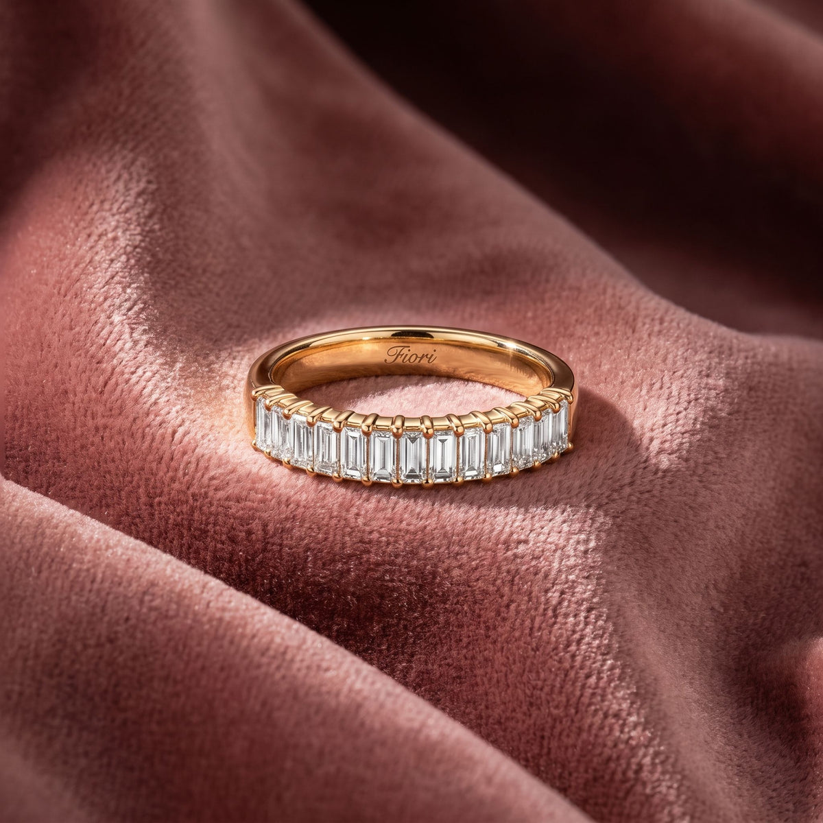 18K Eternity Baguette Diamond Ring — AI cloth, in-house