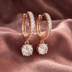 18K Round Drop Diamond Earrings — AI cloth, in-house