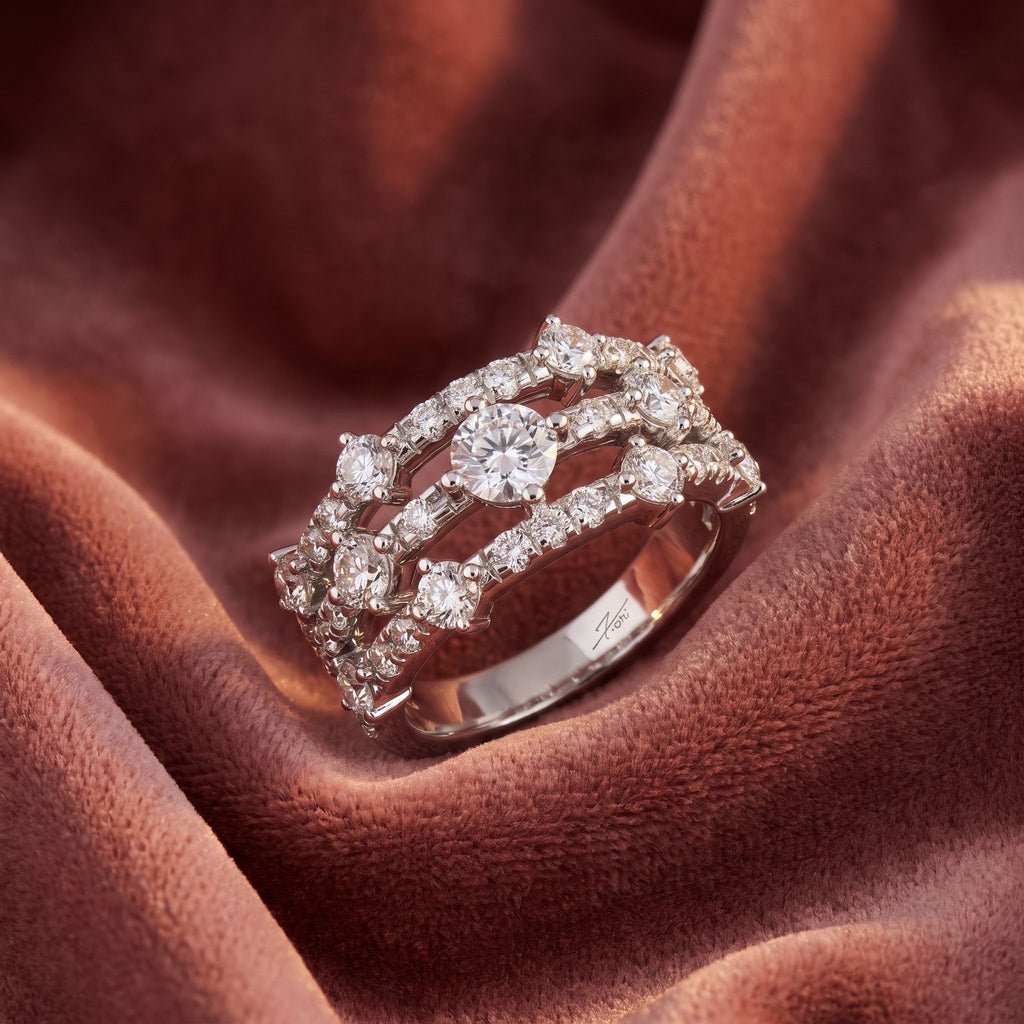 18K Round Diamond Statement Ring — AI cloth, in-house