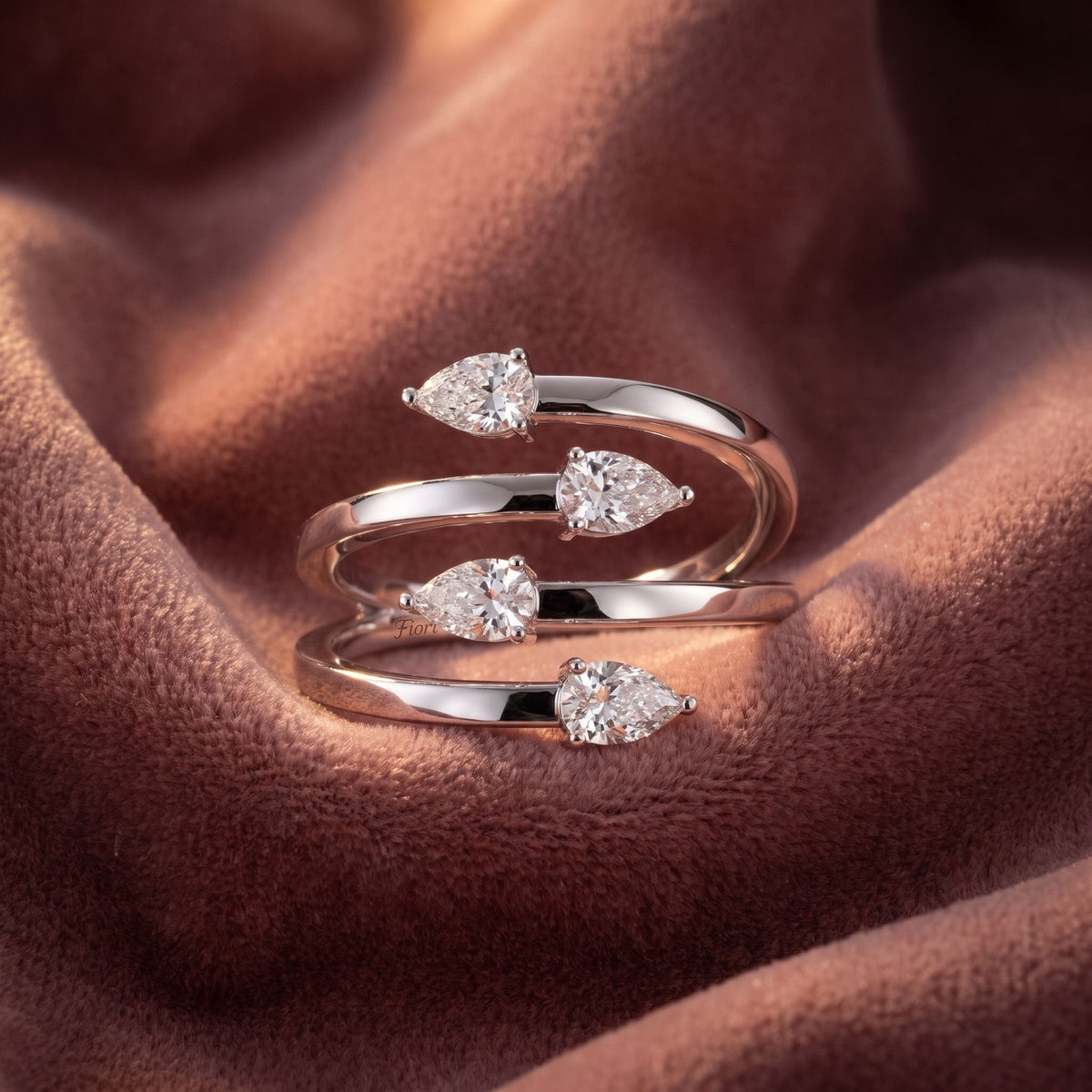 18K Bespoke Pear Diamond Ring — AI cloth, in-house