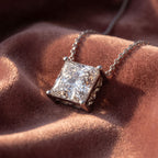 18K Princess Solitaire Diamond Pendant — AI cloth, in-house