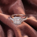 18K Halo Princess Cut Diamond Ring — AI cloth, in-house