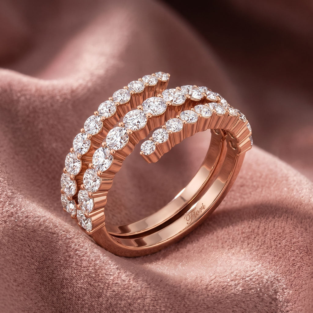 18K Spiral Pave Diamond Ring — AI cloth, in-house