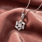 18K Circular Baguette Diamond Pendant — AI cloth, in-house