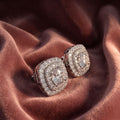 18K Halo Lab Grown Diamond Earrings — AI cloth, in-house