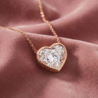18K Heart Solitaire Diamond Pendant — AI cloth, in-house