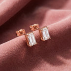 18K Baguette Solitaire Diamond Earrings — AI cloth, in-house